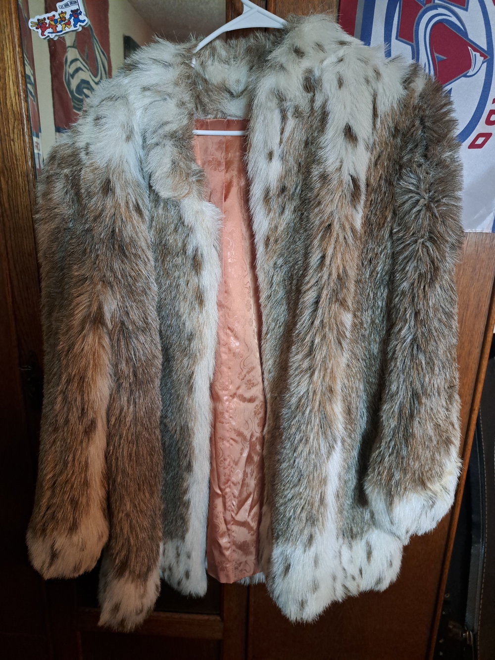 Women's Brown & White Faux Fur Coat - Classic Winter Jacket